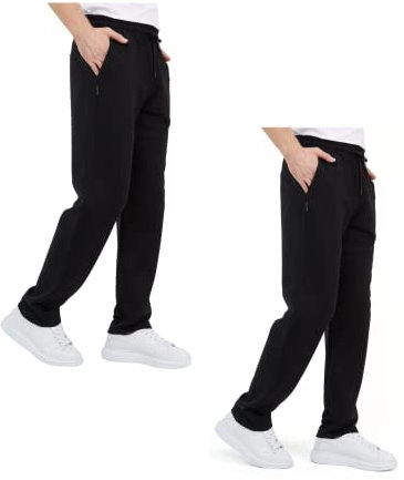 Comeor Jogginghose Herren Baumwolle Sweathose - Lange Sport Hose - Jogger Trainingshose, Relaxing, 2 Pack Schwarz