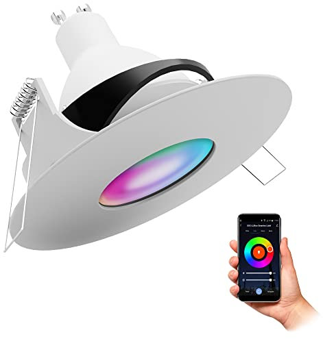SSC-LUXon YOKU Einbaustrahler IP65 schwenkbar 230V dimmbar WiFi LED GU10 Lampe RGB & Weißtöne - Smart Steuerung per App & Sprache