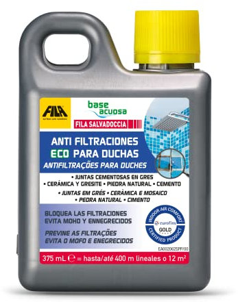 FILA Surface Care Solutions, FILA SALVADOCCIA, Anti Filtraciones ECO para Duchas, Liquido Impermeabilizante Hidrofugante Transparente para Sellar Filtraciones de Agua en Duchas, Anti Moho Ducha, 375ml