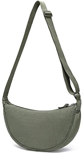 YIKOEE Borsa a mezzaluna per donna e uomo, piccola borsa a tracolla con forma di mezzaluna, Verde militare, Small