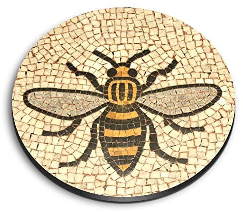 1x Round MDF Magnet 6cm - Manchester Bee Mosaic Pattern - Fridge Locker Office Whiteboard Toolbox #51408