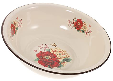 Alipis Bassin ÉMaillé Vintage 26Cm Bol Cuisine RéTro Beige Bol Multifonction Pour MéLanger Laver Le Visage Et Stockage Design Pratique Et Solide