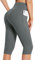 baleaf Knielange Kurze Leggings Damen Yogahose kurz high Waist Yoga Radlerleggings Sport Sommer mit Taschen Grau M