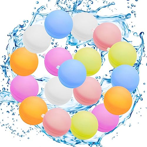 Atuoxing 18 STK Wasserbombens Wiederverwendbar, Wiederbefüllbare Wasserbomben, Schnell Befüllbare Wasserballons aus Silikon, Reusable Water Balloon für Pool Sommerpartys