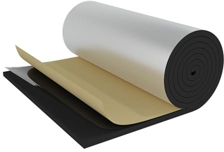 Self Adhesive Aluminium Foil Insulation,5-50mm Thick,Thermal Soundproof Cotton Layer,Heat Reflector & Radiant Barrier,Fireproof Insulation Roll,Damp Proof Membrane,1-10m (1x3m/3.3x9.8ft,5mm Thick)