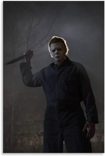 FURLOU Horrorfilm-Poster, Halloween, Michael Myers, Geschenke für Männer, dekoratives Gemälde, Leinwand, Wandkunst, Wohnzimmer, Poster, Schlafzimmer, Gemälde, 50 x 75 cm