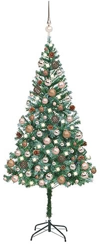 BaraSh Künstlicher Weihnachtsbaum mit & Kugeln & Zapfen 180 cm Weihnachtsbaum KüNstlich Mit Beleuchtung