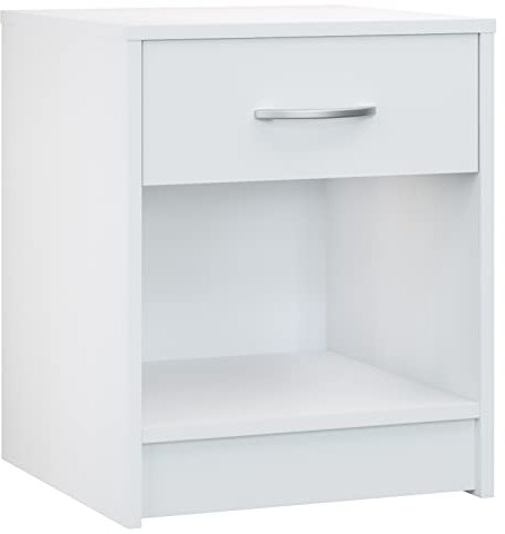 Casaria® Nachttisch Weiß 50x40x35cm mit Schublade Holz Modern Offen 50cm Komforthöhe Boxspringbett Schlafzimmer Nachtschrank Nachtkästchen Nachtkommode