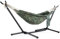 VonHaus Hammock with Stand - Freestanding 2 Person Hammock Seat with Steel Frame - Polycotton Material & Adjustable Frame for Garden - Travel Bag for Beach, Camping & Outdoors - Leaf Print
