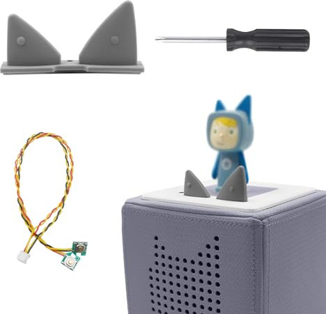 Ersatz Ohren and Ersatzkabel mit Schraubendreher, Kabelersatz für Toniebox,Ersatzteile für Tonies Lautstärketaste, nur äußere Ohren (Grau)