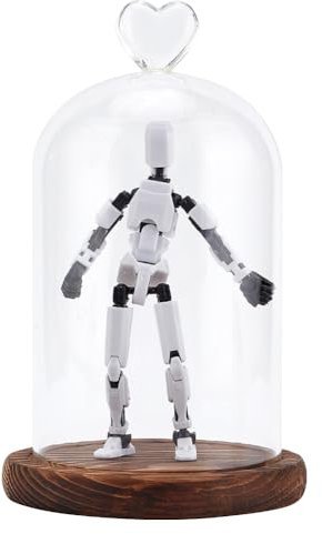 PH PandaHall Petite Cloche en Verre Dôme de Présentation en Verre Cloche à Poignée en Cœur Vitrine avec Base en Bois Vintage pour Noël Fleurs Plantes Fête Décoration de Maison Artisanat