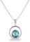 Schöner-SD Anhänger rund Halskette 925 Silber Aquamarin blau