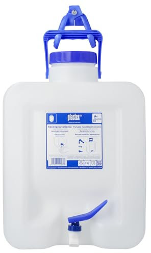 Plastex Tragbarer Handwaschbehälter mit Wasserhahn, 13 l – lebensmittelechter, BPA-freier Wassertank mit Wandhalterung – ideal für Camping, Ferienhäuser, Boote und Baustellen