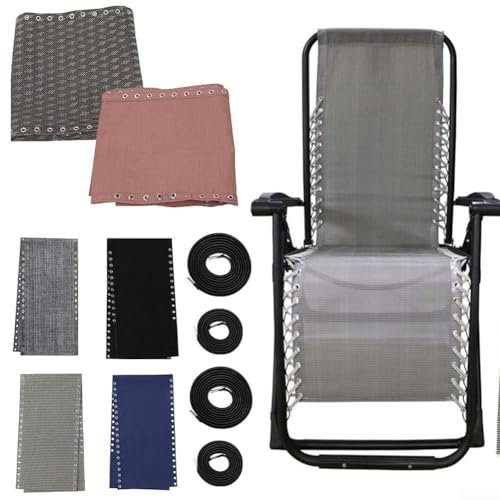 Getdoublerich Stuhltuch-Ersatz, Liege-Ersatz-Set, Stoffseil – 160 x 43 cm, Liegen-Zubehör, Strandkorb-Netzstoff, verbessern Sie Ihren Strandkorb (schwarz)