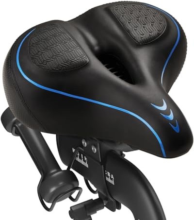 Fitense übergroßer Fahrradsitz, Bequemer Fahrradsitz, Fahrradsattel mit doppelter Stoßdämpfungskugel, Memory Foam, Montageschlüssel, für Peloton Bike & Bike+, Mountainbikes, für Männer und Frauen