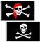 FUIPVGI 2 Stück Piraten-Flagge, 90x150cm Piratenflagge, Jolly Roger Flagge, Schädel Flagge, Jolly Roger Piraten Flagge, Fahne mit Totenkopfdesign, für Piraten Party, Halloween Dekoration (Schwarz)