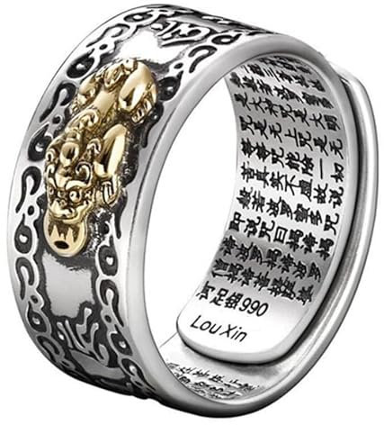 PULABO Pixiu Charms Ring Feng Shui Amulett Reichtum Glück Offen Verstellbare Ringe Schmuck Damen Herren Unisex Schmuck Fingerring Geschenk bequem
