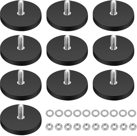 10 Stücke Magnet Mit Gewinde,Neodym Magnet-System,Starke Magnete mit Gummi-Mantel,Magnete Ø 43mm Mit M6 Gewindeloch 10kg Haftkraft für Fahrzeuge Lampen Instrumente und Geräte