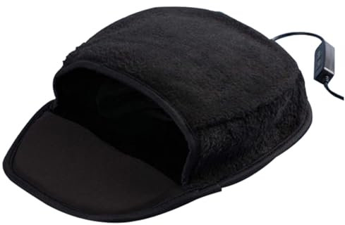 Heated Mouse Pad Hand Warmer USB Heating Black Mouse Pad with Wrist Rest 3 Temp Modes Removable Plush Desk Pad with Timer for Office Home Computer Laptop