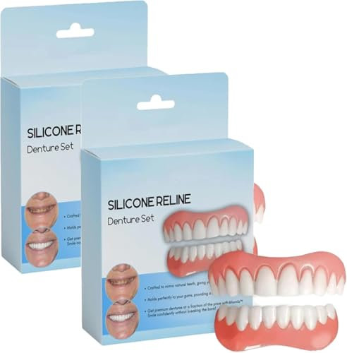 Bikenda Lot de 2 prothèses dentaires en silicone Bikenda, kit de dentier Bikenda, fausses dents, Biancat Perfect Fit Silicone Reline Kit, Soft Denture Reline Kit (2 pièces)