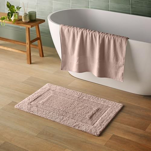 Silentnight Supersoft Bathmat Pink - Super Soft & Super Absorbent 100% Cotton BCI - Quick Drying Plush Texture Non-Slip Base Bathmat - 80 x 50cm - Machine Washable, Pink