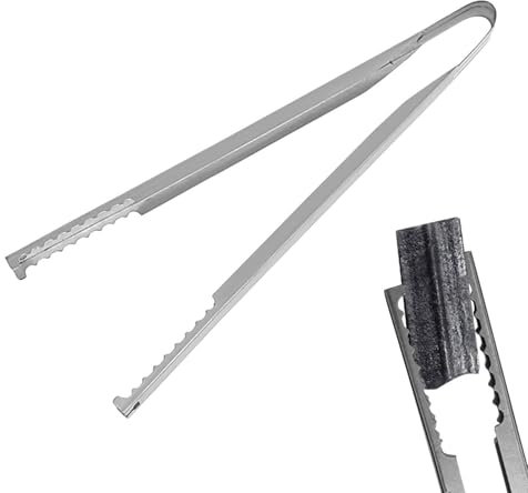 Samuliy Grillzange – Kohlezange aus Edelstahl | Tragbare und lange Kaminzange, robuste Holzkohlezange zum Kochen, Grillen, Feuerstelle, Lagerfeuer, Camping