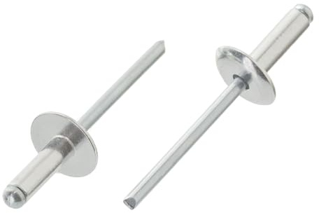 100 Stück Blindnieten 4.8x16 mm - Großkopf 14 mm DIN 7337 - Alu Hülse Stahl Dorn verzinkt - Popnieten für Metallbau Karosserie Werkstatt 8.0-9.5 mm Klemmbereich