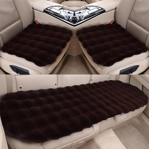 LKJHGFDS Warmes Autositzkissen für Opel Astra J 2009-2015,Verdickte Plüsch Sitzbezug Keine Rückenlehne Sitzkissen Auto Winter Warm Interieur Zubehör,A-Brown
