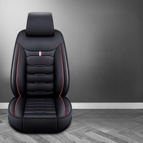 NIVQH Auto Leder SitzbezüGe FüR Polo V GTI 2012-2017,Premium Vorne Hinten Wasserdicht Anti-Rutsch Atmungsaktives Sitzauflage Accessories,D/Black and Red