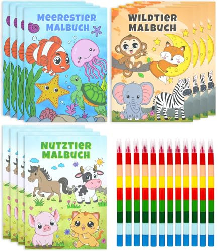 RFBEUTEL 12 Mini Malbücher für Kinder Jungen & Mädchen Mitgebsel Gastgeschenke für Kindergeburtstag Hochzeiten Aktvitätsbücher Kindergarten Partyüberaschungstüten