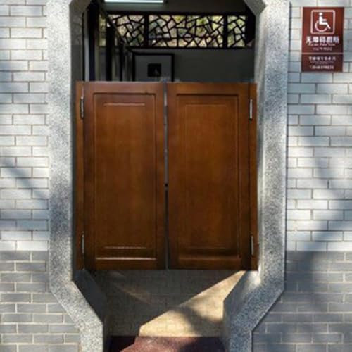 CQIKRWGWS Puerta de salón abatible de Madera Maciza con bisagras de Resorte para Entrada de Cocina y división de ambientes (Puerta marrón, Ancho de 91 a 100 cm)