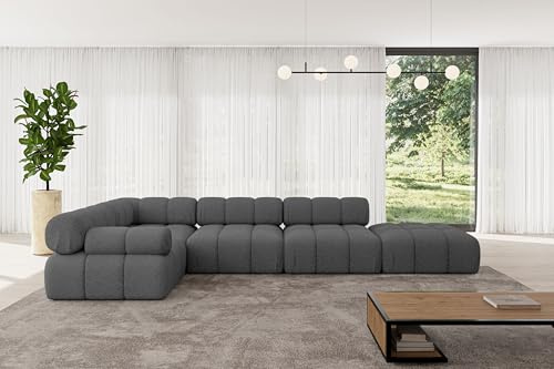 ALTDECOR Modulares Sofa Ecksofa in L-Form Corner modular Sofa Eckcouch Couch Wohnlandschaft Cauchsofa Polstersofa Felto-L2-380x190x70 cm Grau
