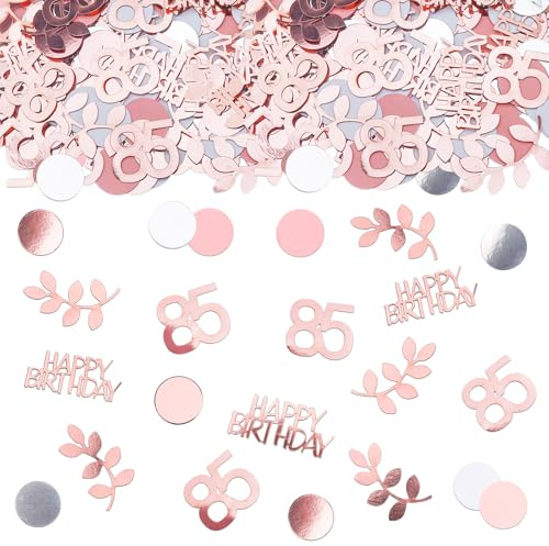GoldRock 85 Geburtstag Deko Konfetti Groß 2,5-5,5cm, 200 Stück Streudeko 85 Geburtstag, Deko 85 Geburtstage Frau Mann, Glitzer Tischdeko 85. Geburtstage, Dekoration 85er Geburtstags Konfetti Rosegold