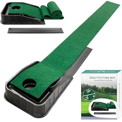 Laaorr Golf Putting Mat 87(220cm) with Return Track Putting Mat Indoor Golf Practice in Gift Box Green Putting Mat Portable for Home Office and Outdoor Backyard Garden