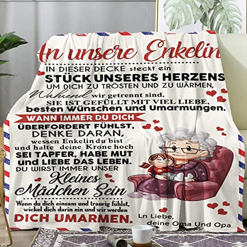 kaileFURN Personalisierte Decke Geschenke An Unsere Enkelin von Oma und Opa, Kuscheldecke Flauschige Für Enkelin, Flanell Luftpost Positiv Ermutigen Wohndecke, Geburtstag Weihnachten für Enkelin
