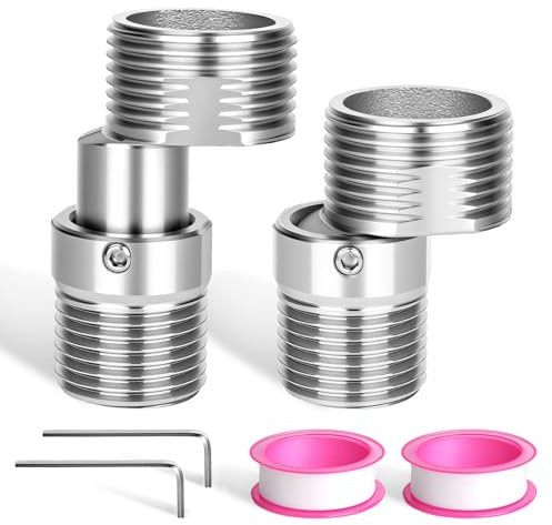 CROUTE 2 Stück S Anschluss aus Edelstahl 360° Verstellbare Duscharmatur Adapter, S Anschluss 1/2 auf 3/4 mit 2 Inbusschlüsseln für Küchen und Badezimmer (Normale Größe)