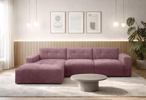 AXLIVING Couch in L Form Corlu Rosa Sofa für Wohnzimmer 310 cm L