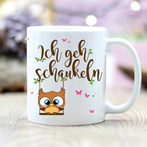 Wandtattoo-Loft Tasse Eule Mir reichts! Ich gehe schaukeln! - Spülmaschinenfest - beidseitig