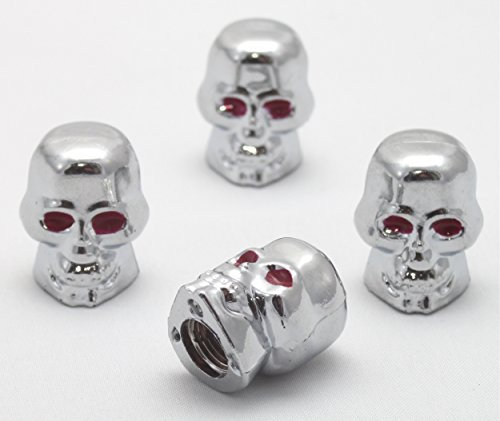 4x Ventilkappen Totenkopf Skull Bones Farbe: Silber Chrom Ventilkappe vt