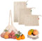 JZK 4 x Gemüsebeutel Baumwolle Obstnetz Gemüsenetz Obstbeutel umweltfreundliches Taschen Set für Obst Nüsse Brot Spielzeuge Snack
