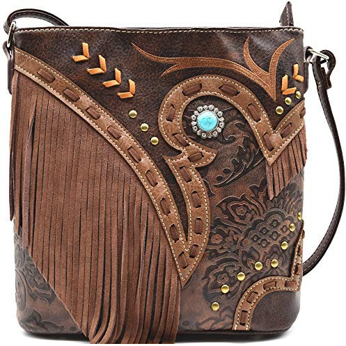 Western Cowgirl Fashion Style, Leder-Fransen-Crossbody-Handtasche, Frauentasche, Country, Alltag, Umhängetasche, #2 Kaffee, Einheitsgröße