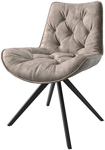 DELIFE Polsterstuhl Taimi-Flex Kreuzgestell kantig Schwarz Mikrofaser Taupe Vintage
