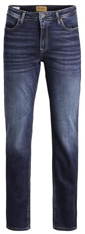 JACK & JONES Jeans Regular Fit Denim Stone Washed Mid Waist mit Heller Naht JJICLARK JJORIGINAL, Farben:Blau,Größe Jeans:W34 L34,Z - Länge L30/32/34/36/38:L34