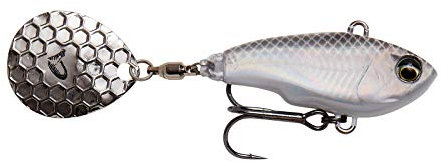 Savage Gear Fat Tail Spin sinkend - Jig Spinner, Größe/Gewicht/Farbe:8cm / 24g / White Silver
