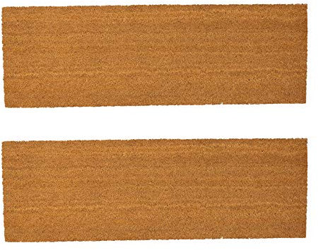 Nicola Spring Coir Double Door Mats - 120 x 40cm - Classic - Pack of 2 - Decorative Indoor Large Front Door Mat Entry Dirt Trapper Rug Outdoor Boot Scraper Non Slip Backing Doormat