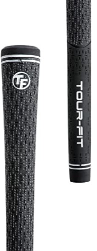 Tour Fit Dual Compound Golf Grips Premium Midsize Cord Wood Iron Golf Grip &Tape (All/Black (Midsize))