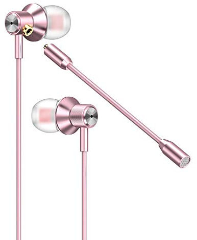 SOSOFLY Gaming E-Sports Anchor Headset Dual Wheat Metal in-Ear Wire Control Headset (Rose Gold)