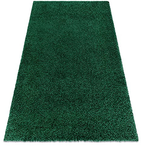 rugsx Tapis SOFFI Shaggy 5cm; pour la Chambre des Enfants, Le Salon, la Chambre à Coucher, moquettes à Poils Longs, Descente de lit, Vert Bouteille 60x100 cm