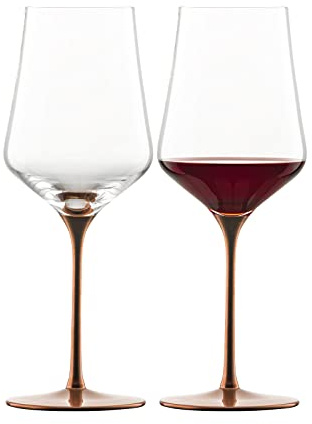 Eisch Gläser-Set im 2er Geschenkkarton, Serie Kaya mit Echtkupfer-Stiel - 2 Rotweingläser