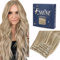 Fshine Clip in Extensions Echthaar, 40cm 120g 7 Stücke Echthaar Extensions Clip in Haarverlängerung Aschblond Hervorgehobenes Goldblond Glatt Echte Haare Farbe 16P22